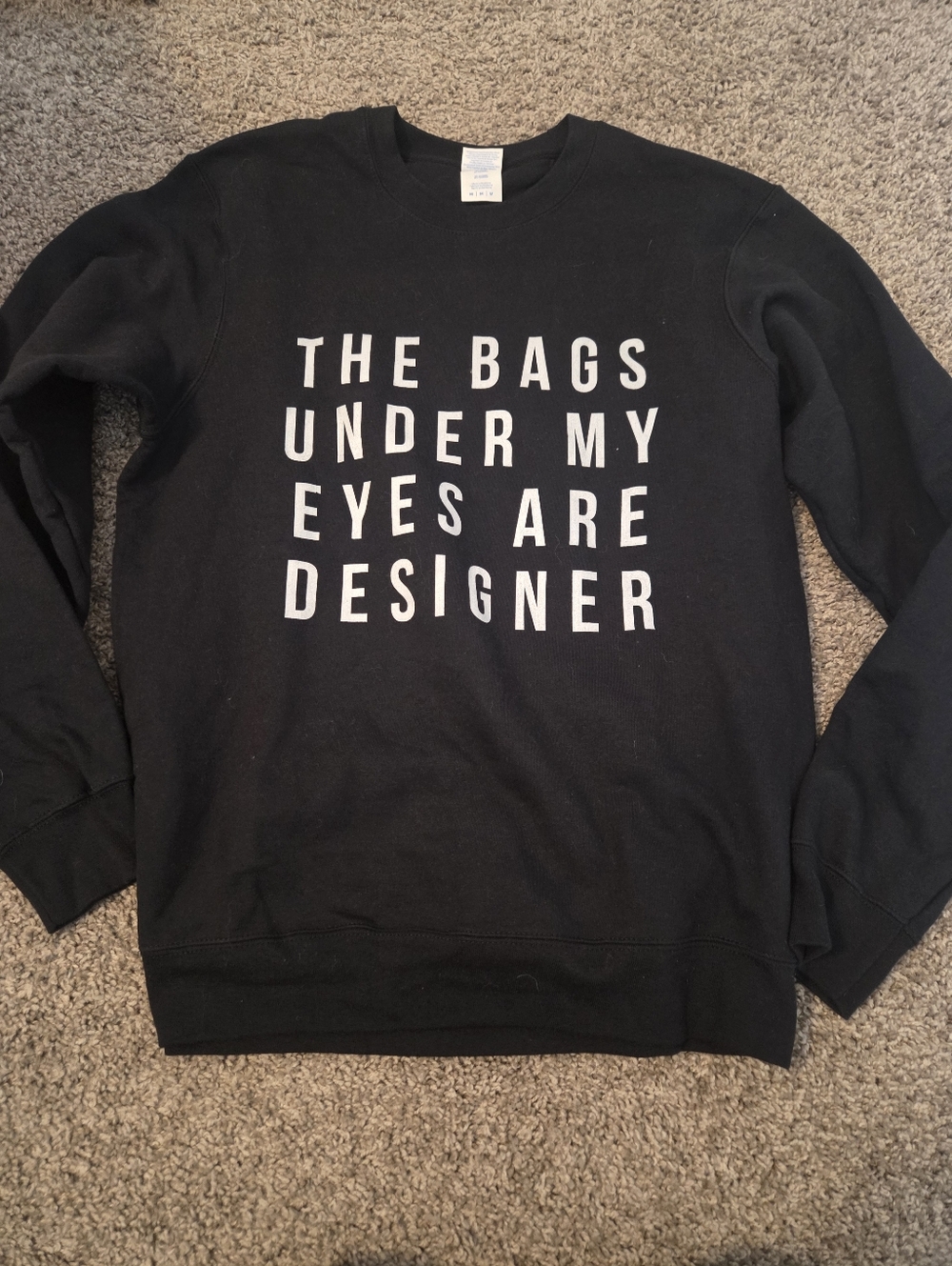 Black Graphic Crewneck Sweater - The Bags Under My Eyes Are Designer